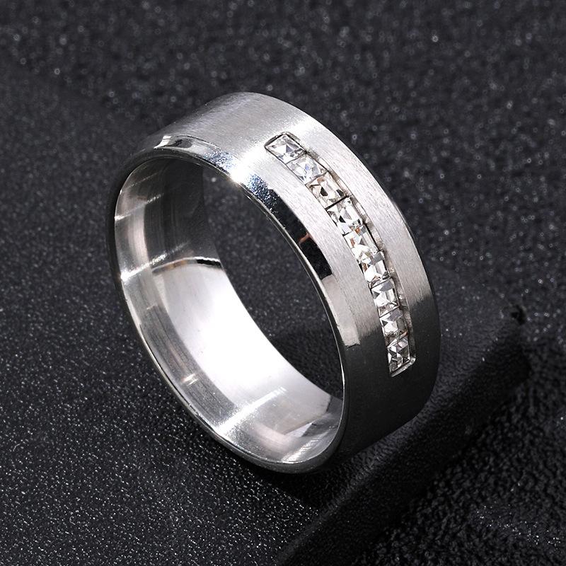 1Pc Fashion Niche Beveled Complex Engraved Synthetic Zircon Ring