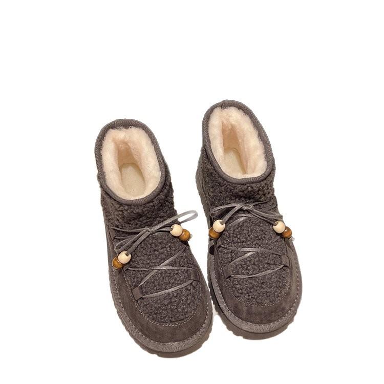 Fried chicken versatile [gingerbread house small heater] thick-soled velvet snow boots winter one-pedal cotton shoes shoes women