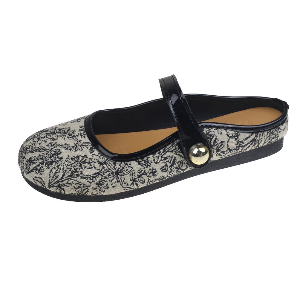 2025 summer popular fashion women's shoes versatile niche women's shoes buckle Chinese style bag head slippers