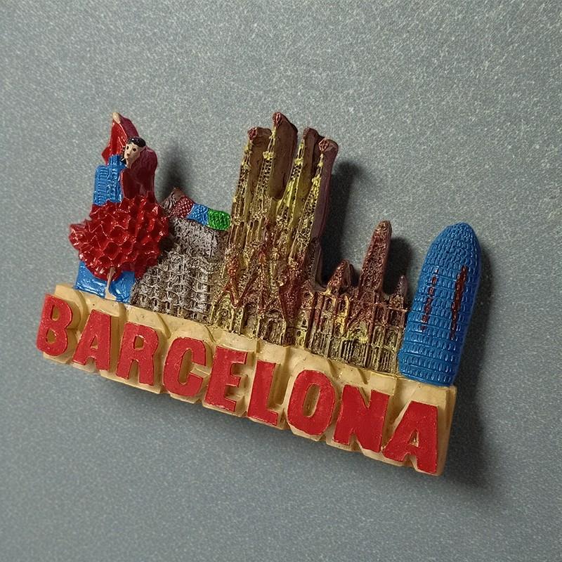Europa Spanien Kühlschrankmagnete Portugal Harz Kühlschranksticker Tourismus Gedenk Handgefertigt Kreative Geschenke Barcelona Lissabon