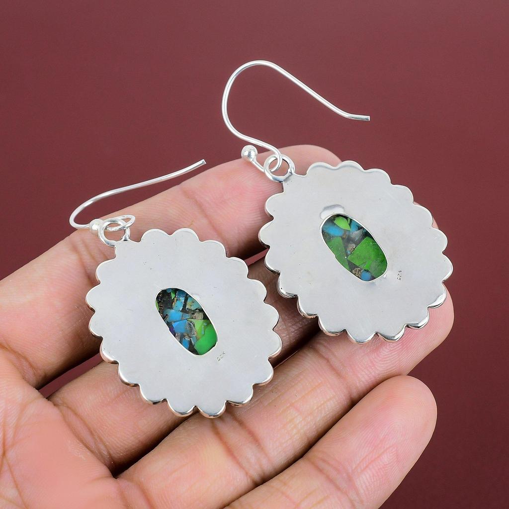 Fiesta Kingman Turquoise Earring Multi Copper Turquoise Earrings 925 Sterling Silver Earring Handmade Gemstone Jewelry Latest Design Earring