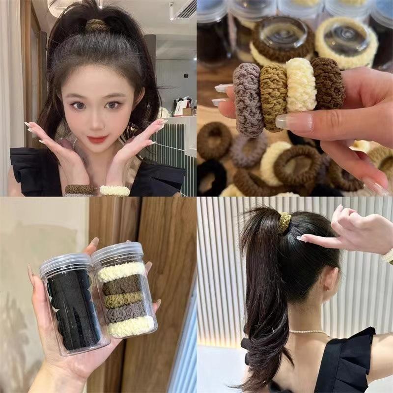 6pcs Box Packed Thick High Stretch Hair Bands For Women Girls Ponytail Holder Hair Tie Scrunchie Rubber Band Hair Accessories