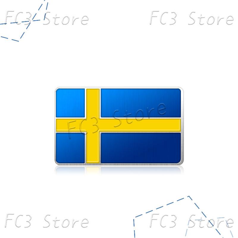 1Pcs Aluminum Sweden Flag National Flag Emblem Sticker Car Trunk Badge Fender Body Decal For Volvo XC40 XC60 XC90 C30 V40 V60