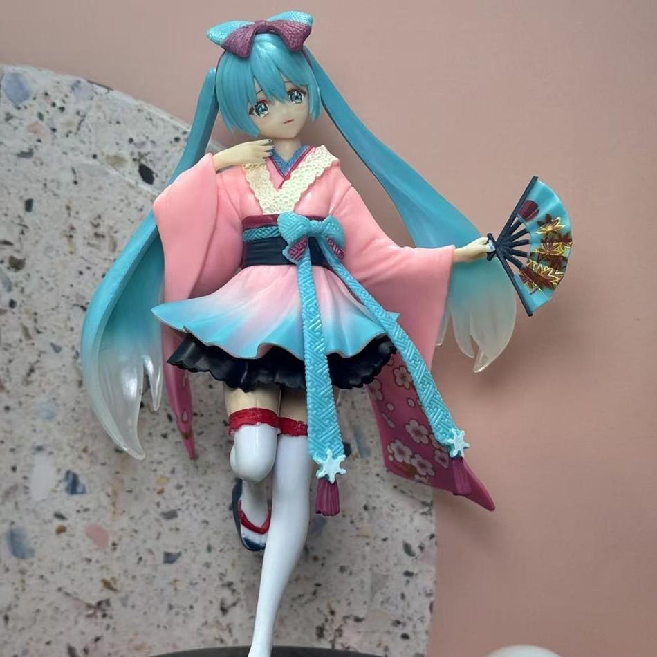 20cm Hatsune Miku Cherry Blossom Kimono Action Figure Girl Collection Model Toy Kawaii Anime Figurine Desktop Ornaments Gift PVC Poseable Articulated