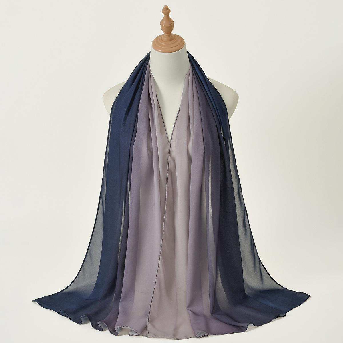 Новый Постепенно Меняющий Цвет Жемчужный Шифоновый Шарф Длинный Шарф Женский Декоративная Пряжа Этнический Платок Юго-Восточная Азия 180X75CM