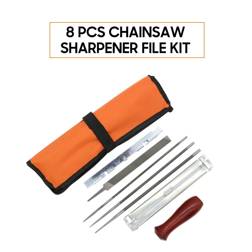 8 PCS Chainsaw Sharpener File Kit Hand Tool for Sharpening Electric Chain Saw Includes 5 32 3 16 7 32 Inch Round File,