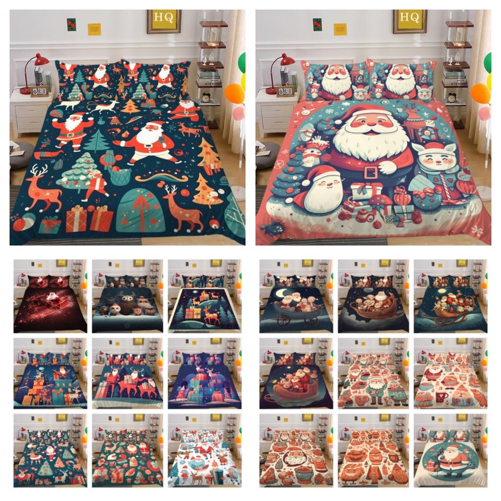 Christmas Printed Home Bedclothes Microfiber King Size Bedding Set Cover Children Superior Duvet Cover Set