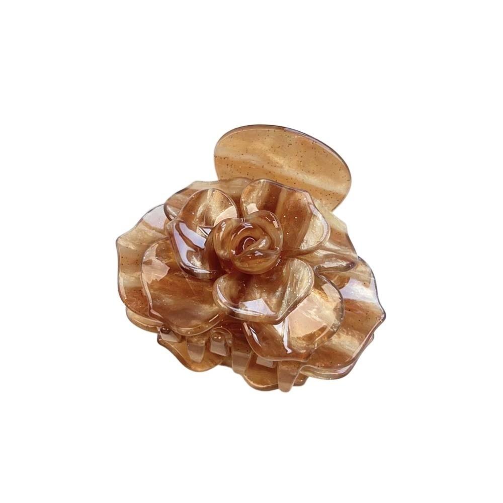 Elegant Flower Shark Clip Gradient Color Acetic Acid Hair Claw Camellia Hair Claw  Daily