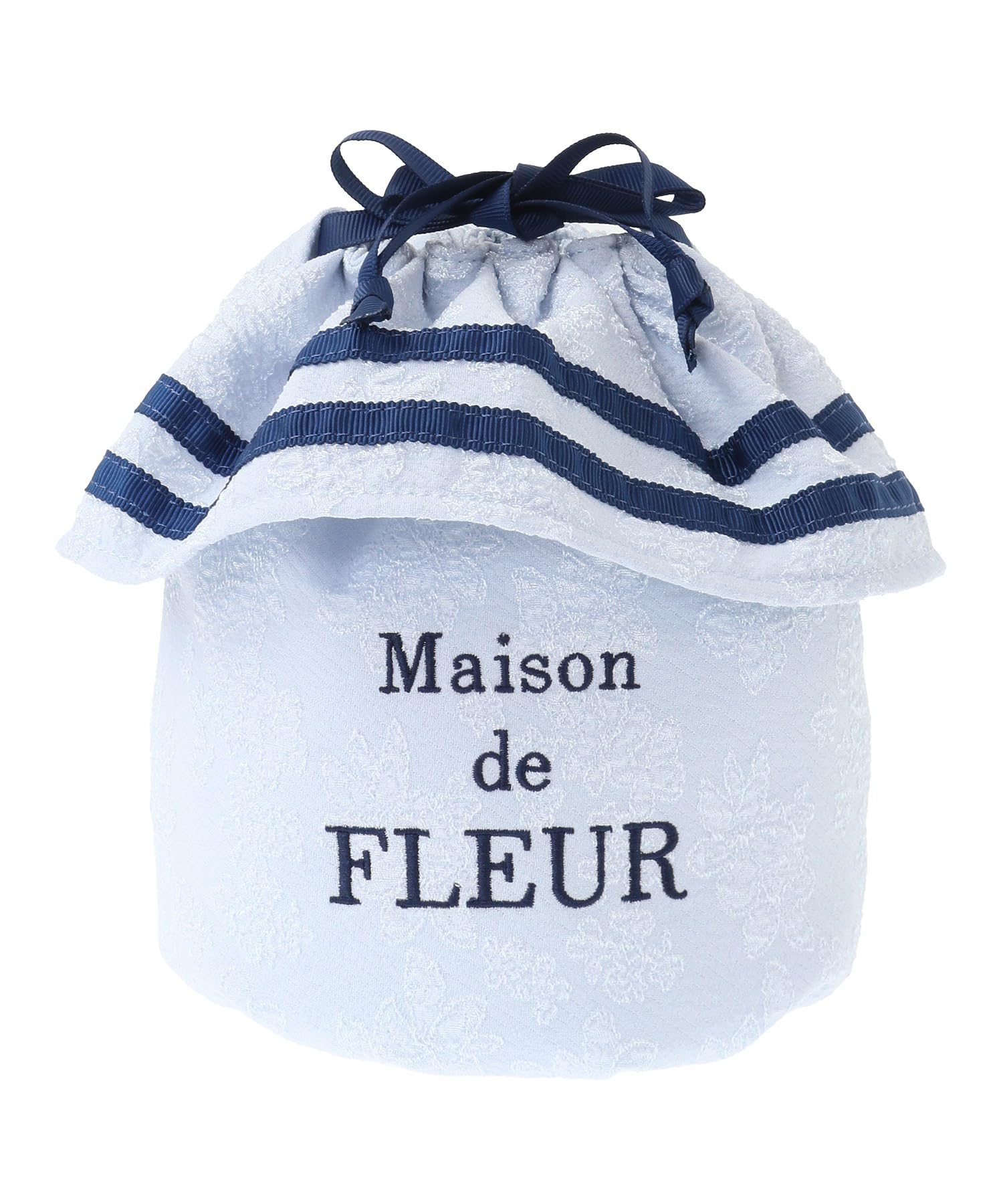 

Maison de Fleur Lined Ribbon Jacquard Drawstring Pouch, Light Blue, Women s