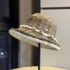 2026New Plaid Lace Wide-brimmed Fisherman Hat for Women, Summer Sun Protection Bucket Hat, High-end Feel, Suitable for Large Head Sizes, Versatile