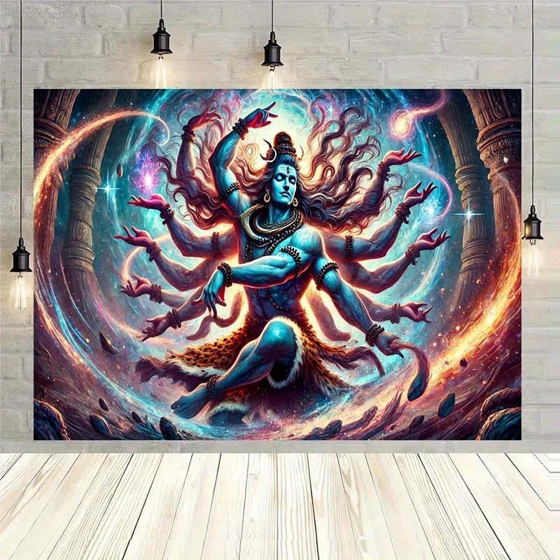 2D Flat Design 1 Piece of Indian Mythological Shiva Dance Banner for Home Decoration Parties Weddings Diwali Festival