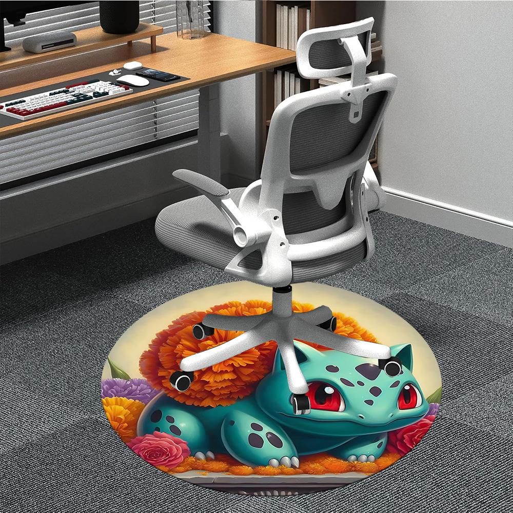 

1pc Flower Bulbasaur Chair Carpet for Office, Indoor Non-Slip Polyester Fiber Carpet, Machine Washable, Durable Construction yy251205162 80cm by 80cm
