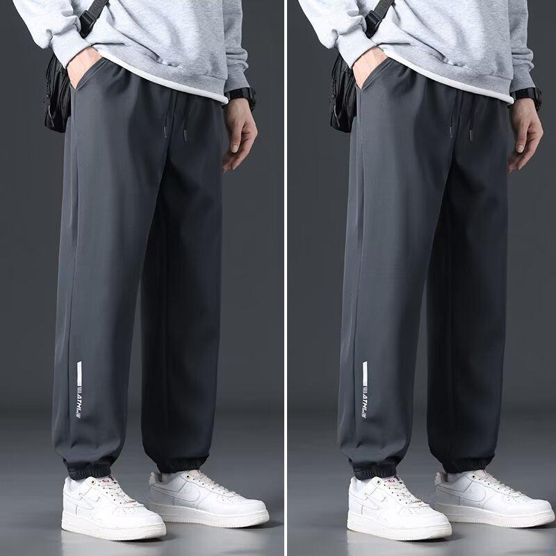 

Летние новые тонкие брюки-карго большого размера из ледяного шелка 5XL серый