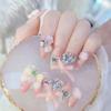 24 Pcs Long Press On Nails With Diamond Pearl Glitter Design Reusable Acrylic Artificial Nail Tips Set