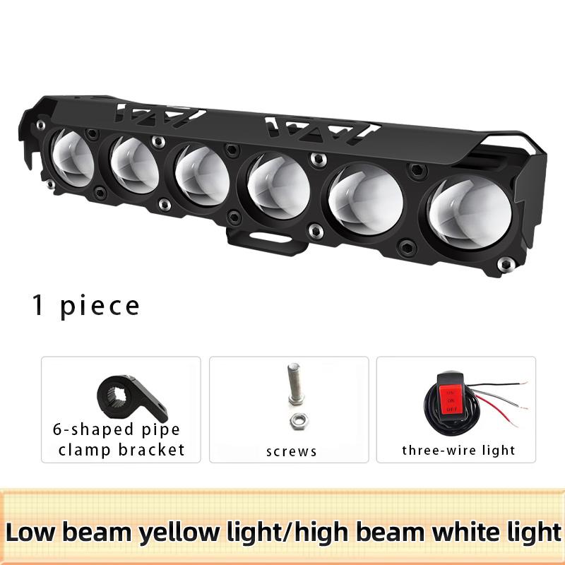 

Светодиодный прожектор с 6 линзами для мотоцикла, двухцветный дальний/ближний свет, противотуманные фары для автомобилей, грузовиков, внедорожников UTV, 12 В, 24 В, мини-линза, фара дальнего света 1PCS+6zgj белый/жёлтый
