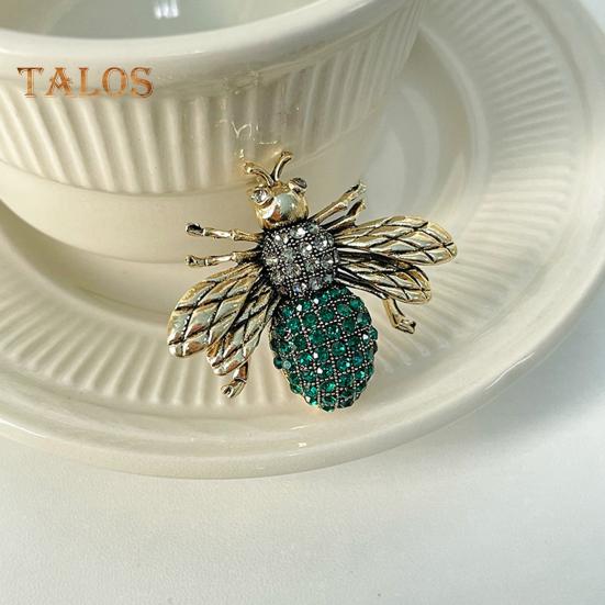 Unisex Brooch Bee Shape Alloy Rhinestone Decor Anti-slip Bag Coat Collar Hat Scarf Decoration Clothes Pin Party Prom Garment Jewelry