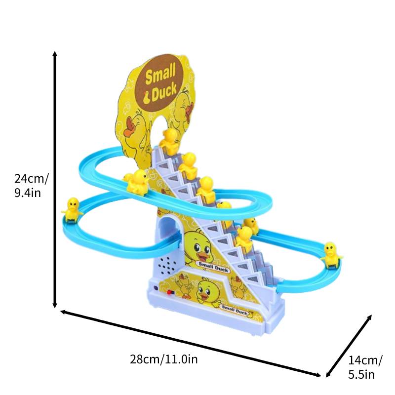 

Электрические Развивающие Детские Игрушки Пластиковый Утенок Поднимающийся по Лестнице Треки Свет Музыка