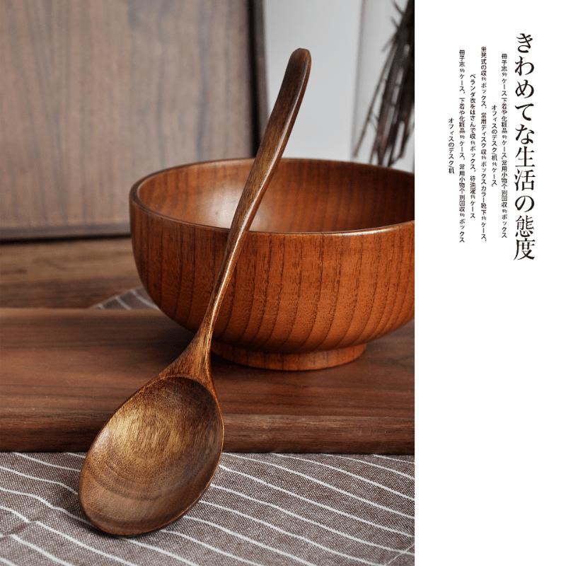 Nanmu Wooden Spoon Tableware Kitchen Cooking Utensil Tools Soup Rice Catering Long Handle Spoon,1pc