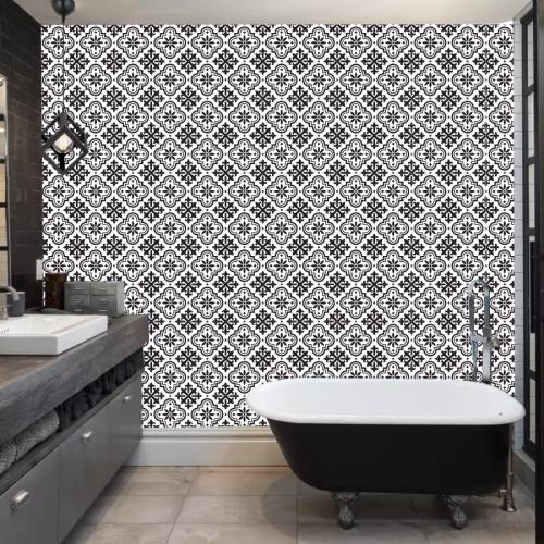 

Настенная плитка ПВХ Decohandy 30х30см, 4 шт. в упаковке - черно-белый узор, 0,36м2