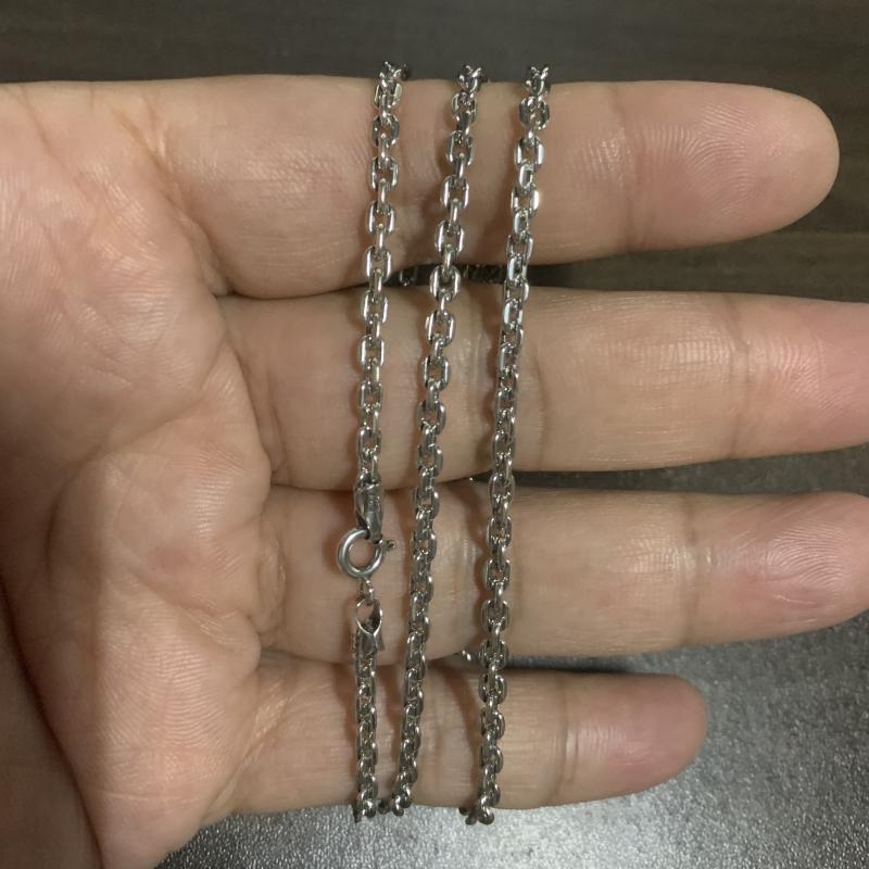 Pure Silver 3mm Necklace S925 Sterling Silver Jewelry Square Men Women Necklace Chain 925 Silver Round Chain Necklace