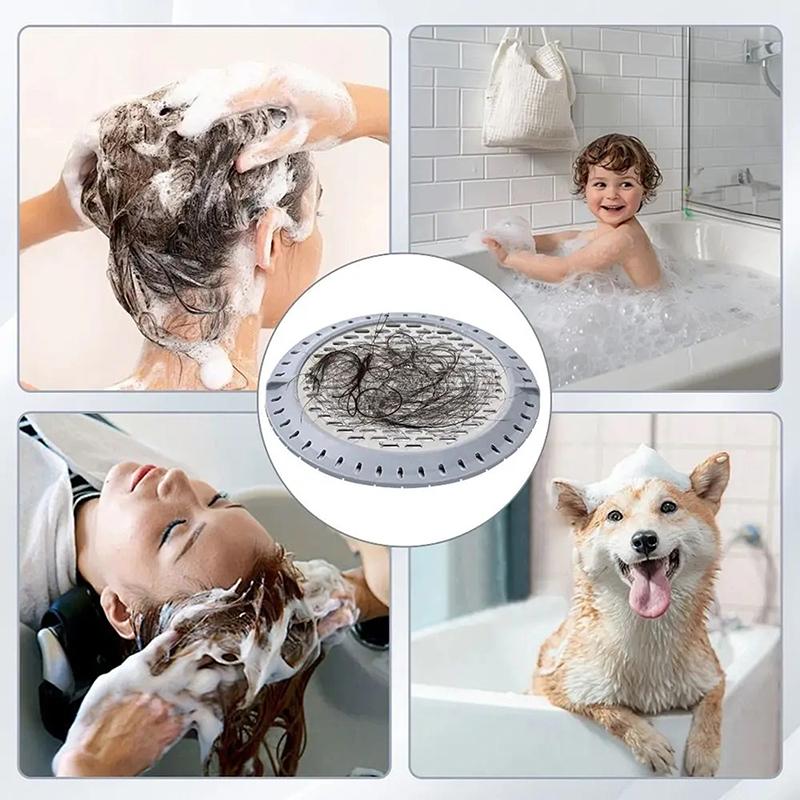 Shower Trap, Shower Trap, Stainless Steel Bath Sink Filter Cover, Silicone Ring, Hair Filter Blocking Net