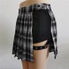 Gothic Skirt Punk Tie Half Skirt Plaid Pleated Skirt Trendy Irregular Short Skirt Gift for Girls Women