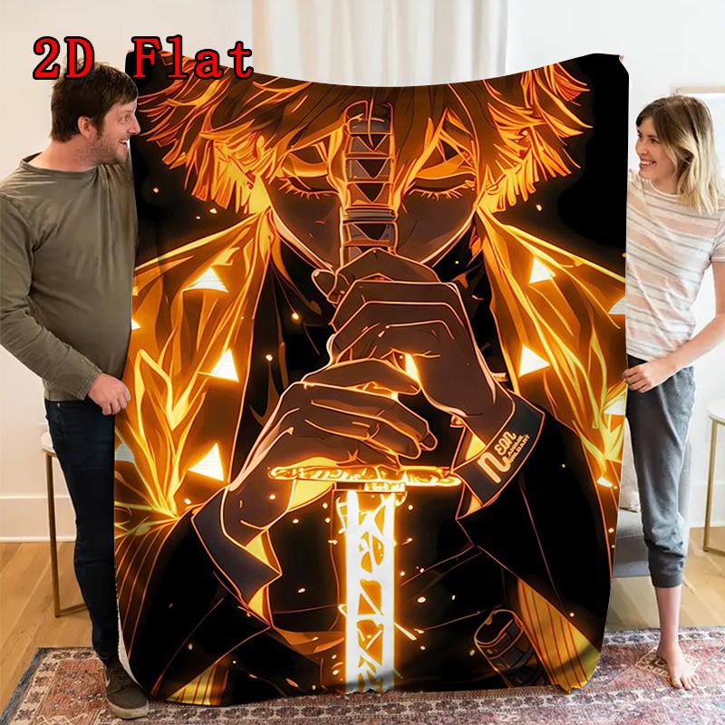 Demon Slayer: Kimetsu no Yaiba 2D Flat Pattern Flannel Blanket High quality All Seasons Warmth and Comfort Perfect for Christmas Gifts.MMT0918553
