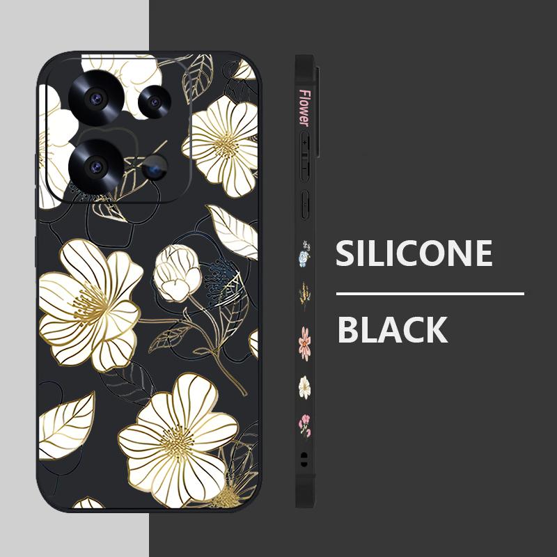 Lanyard Soft TPU Case For Xiaomi Redmi Note 13 14 Pro Plus 12 14 Pro 5G Note 13 11 13C 4G White Flower Silicone Phone Cover