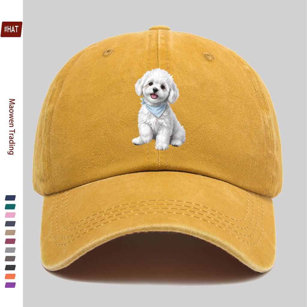 Pc Bichon Frise Print Casual Baseball Cap Sun Hat Suitable for Pet Lovers Comfortable Lightweight Decorative Hat with Adjusta