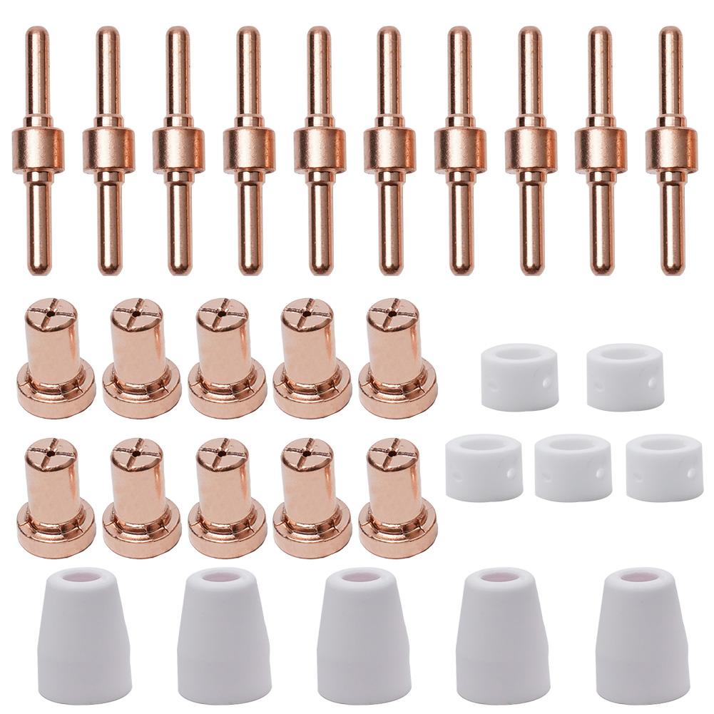 Diverse 30 Pcs Tooling Pack for Plasma Cutters Including Key Components Like Electrode and Protective Shields for MAX Efficiency