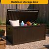Lockable Storage Box Waterproof Storage Bin UV-Resistant Deck Box Outdoor Organizer Garden Patio Wood Grain Case Accessories