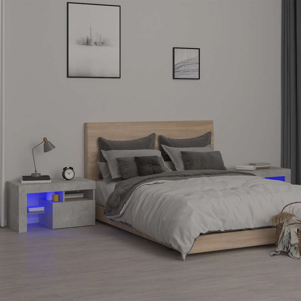 Vidaxl Szafki Z Oświetleniem Led, 2 Szt., Szarość Betonu, 70X36,5X40Cm