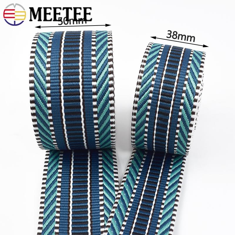 2/3/5M Meetee 38/50mm Jacquard Polyester Webbing Tape By Meter Decorative Ribbon Band Backpack Strap Clothes Sewing Accessories