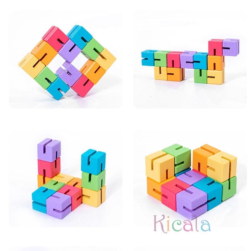12pcs Spatial 3D Building Blocks Montessori Brain Development Spatial Reasoning Education Puzzle Game Children Wooden Puzzle Toy