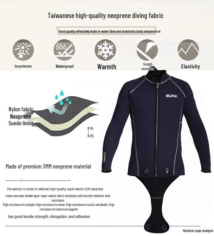 SLINX 3mm Thick Warm Diving Wetsuit Jacket