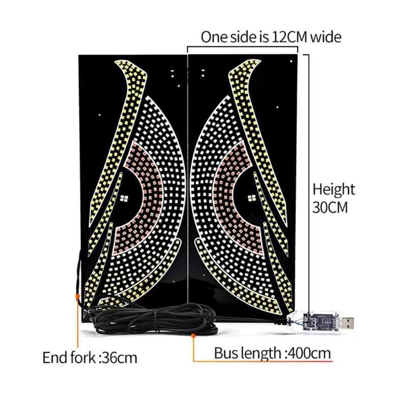 2Pcs Devil‘s Eye Dynamic Big Devil Eyes Light For Cars Programmable Window Glass Screen USB 5V LED Display For Truck Accessories