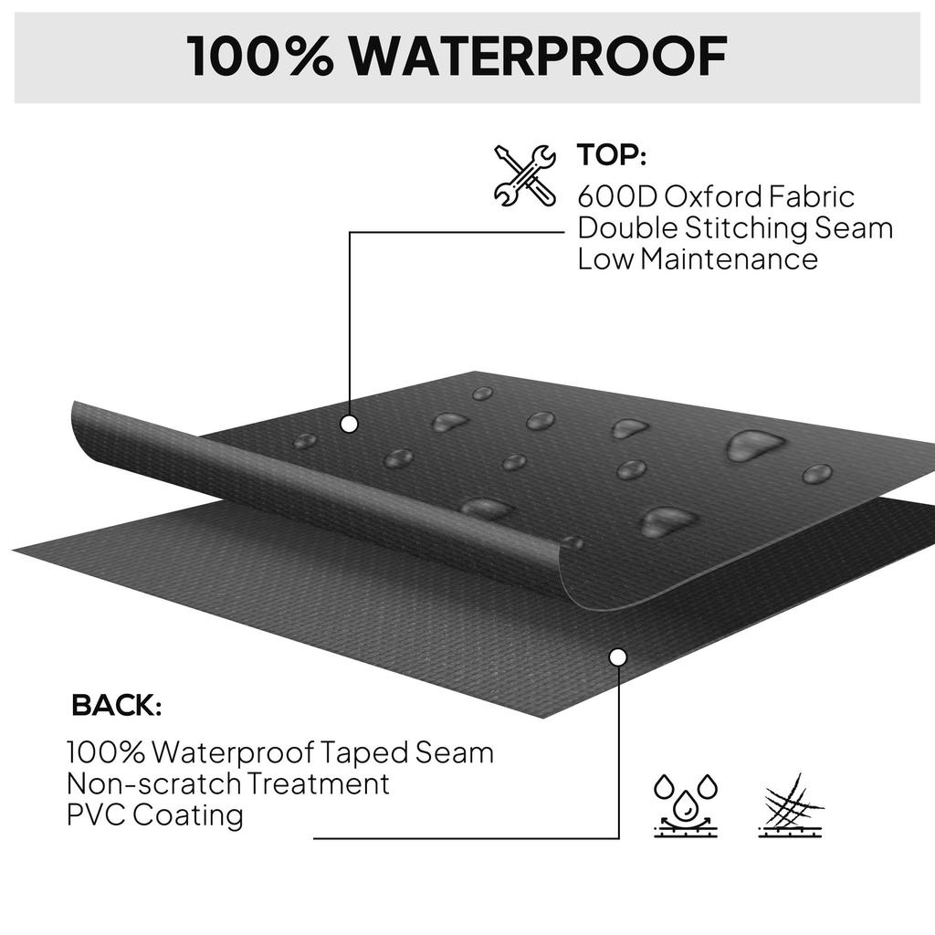 600D Oxford Outdoor Garden Furniture Sofa Set Cover, Waterproof Anti-UV Rattan Sun Lounger Protection Protector Cover, 275L x 205W x 90Hcm, Black