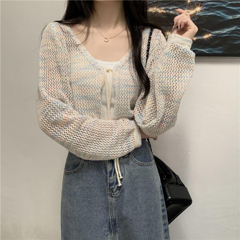 

Женский летний кардиган с V-образным вырезом и вязаной защитой от солнца - Легкий, ажурный топ-шаль One Size [Recommended for under 125 lbs]