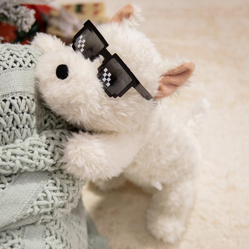 Adorable Perro West Highland Terrier Blanco Peludo Peluche Cachorro Suave Juguete de Peluche Relleno Animal Realista Muñeco Calmante Almohada