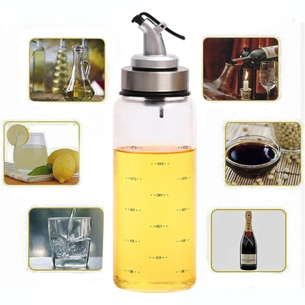 1PCS Oil Bottle High Borosilicate Glass Dispenser With Scale Quantitative Sauce Vinegar Cooking Kitchen Supplies