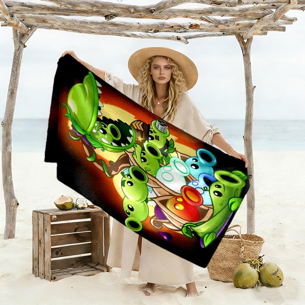 Plants Vs. Zombies Beach Towel Super Soft Microfiber Quickdry Fabric Comfortable Lightweight