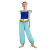 Girl Arabian Princess Costume Patchwork Flying Sleeves Rhinestone Sequins Tassels Side Slit Chiffon Pants