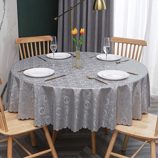 Table Cloth Round Pu Waterproof Antifouling Oil -Proof Wedding Tablecloth For Table Print With Lace Table Cover For Dining Table