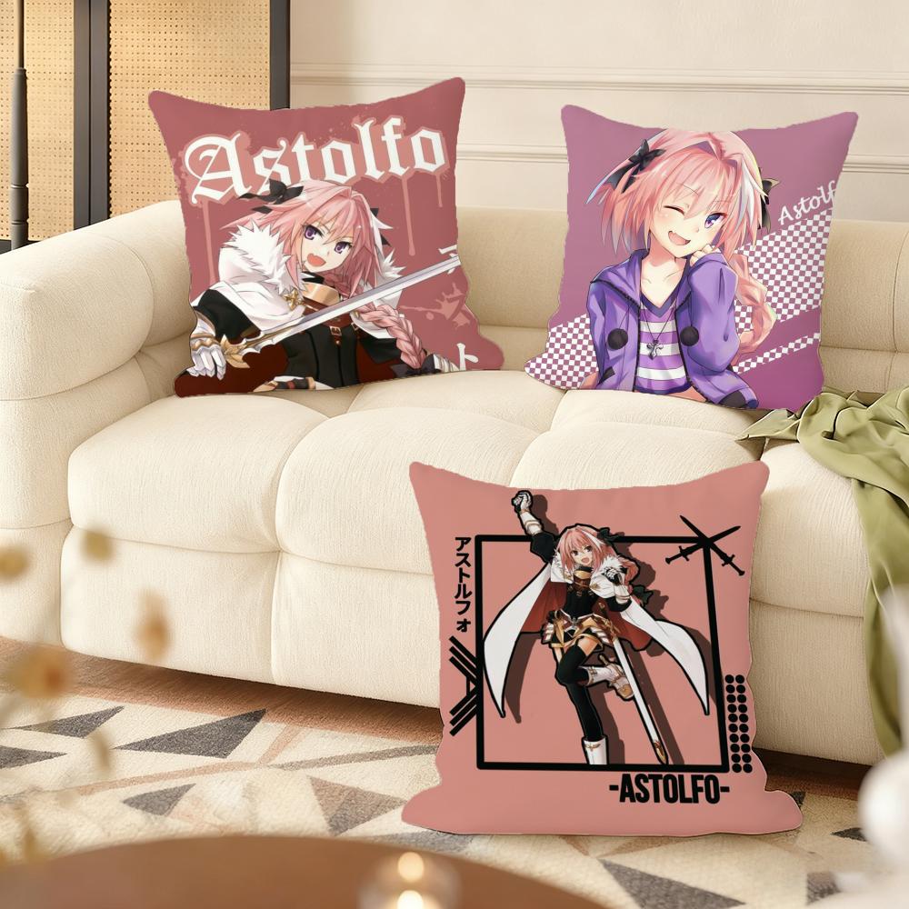 Fate A-Apocrypha Astolfo Cushion Cover Silky Short Plush Double-Sided Printed Pillow Case For Sofa All Seasons Home Decor Gift