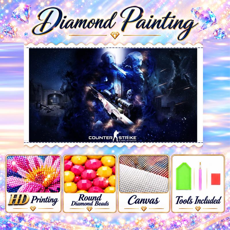 Counter-Strike 5D Diamond Painting Kit DIY Full Drill Diamond Art Home Wall Decor