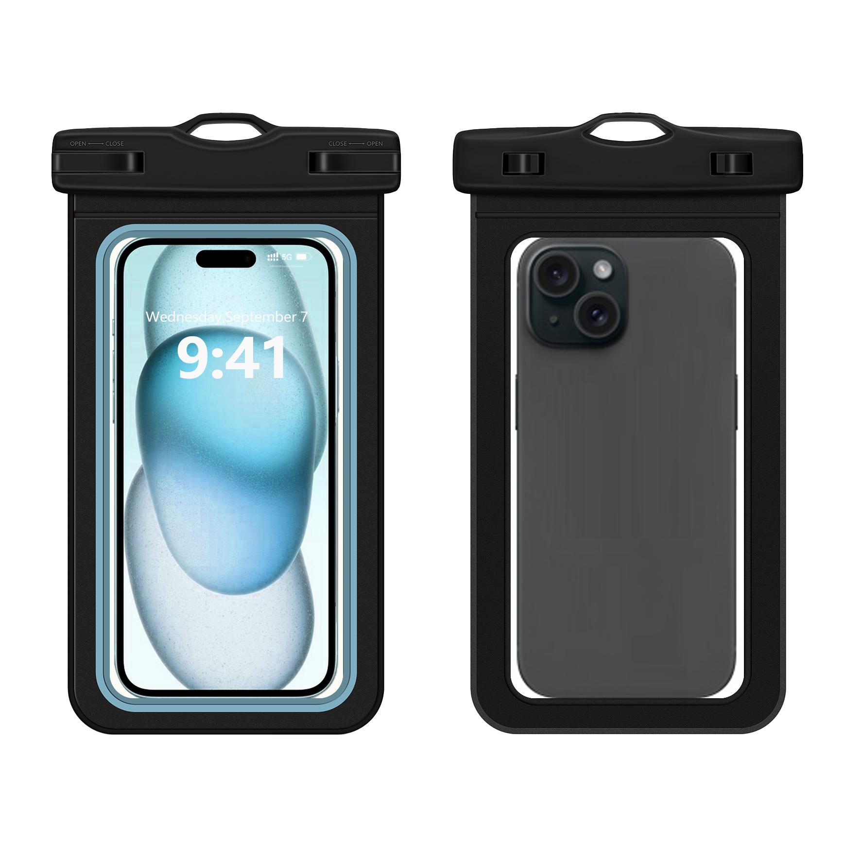 Minimalist Style Waterproof Phone Case Contrasting Colors Double Sided Border Waterproof Phone Protector Double-layered Under 7.2 inches Phone синий