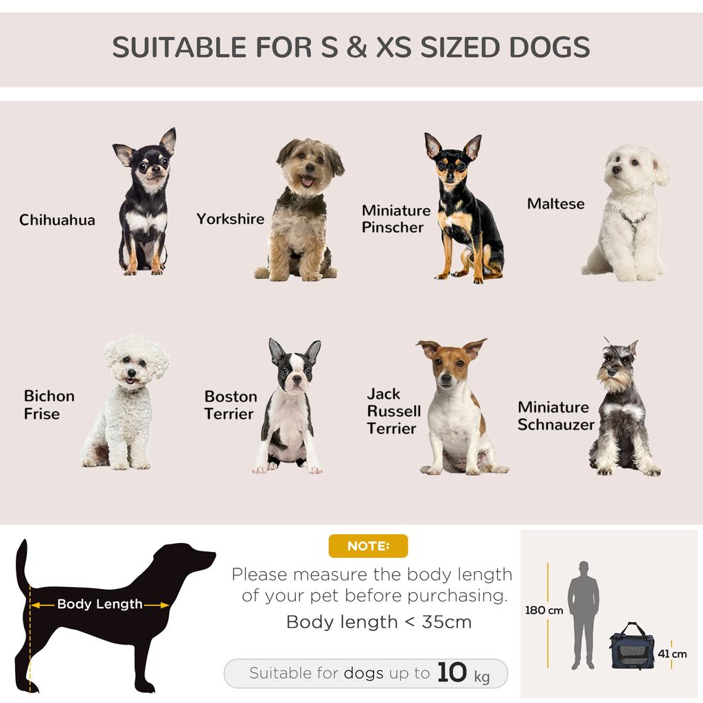 Foldable Pet Carrier for Small and Miniature Dogs, Portable Cat Carrier Soft Side Pet Travel Crate with Removable Mat, Storage Bags