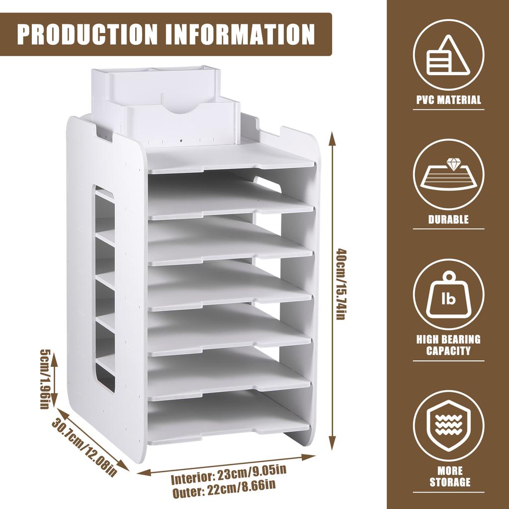 7/4-layer File Storage Rack Desktop Organizer File Sorter Organizer for A4 Paper Magazine Newspaper Office Supply Sorting Rack