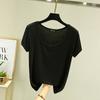 Women's U Neck Short Sleeve T Shirt Loose Fit Commuter Modal Fabric Solid Color Casual Basic Tee For Summer Daily Inner Layering Wear