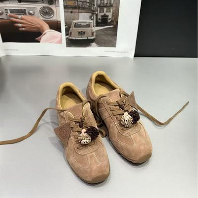 2025 Autumn New Retro German Training Shoes Women's Niche Design Casual Soft Sole Niche Round Head Lace-up Versatile Forrest Gump Shoes